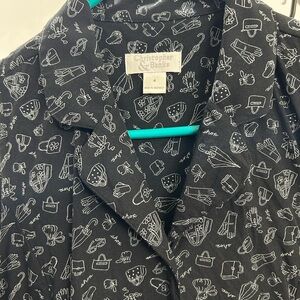 Christopher & Banks Black and White Graphic Blouse